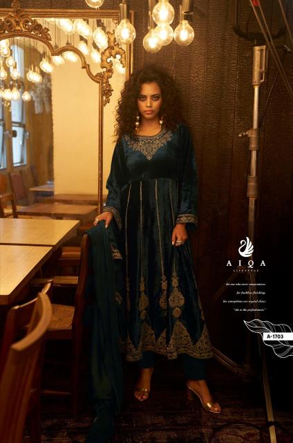 Aiqa Grey & Gold catalog designer salwar kameez wholesale in kolkata