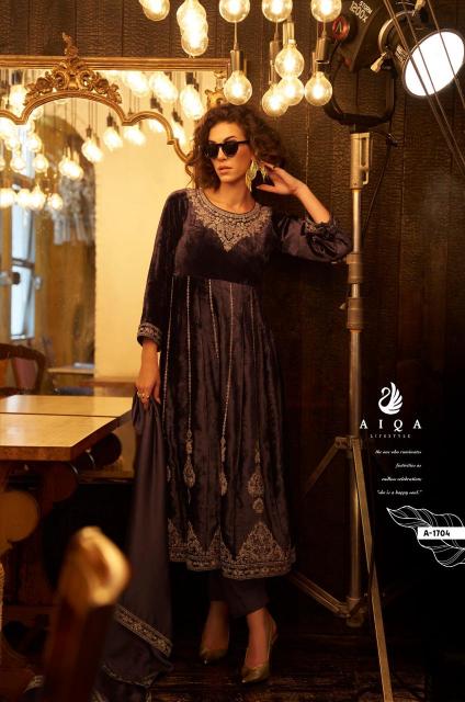 Aiqa Grey & Gold catalog designer salwar kameez wholesale in kolkata