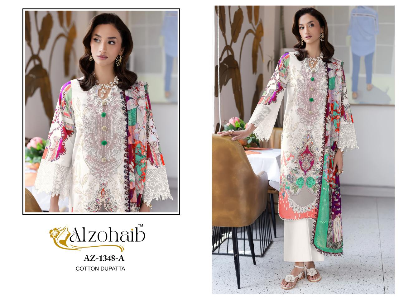 Alzohaib Az Naba vol 1 catalog Chiffon Dupatta pakistani unstitched suits wholesale