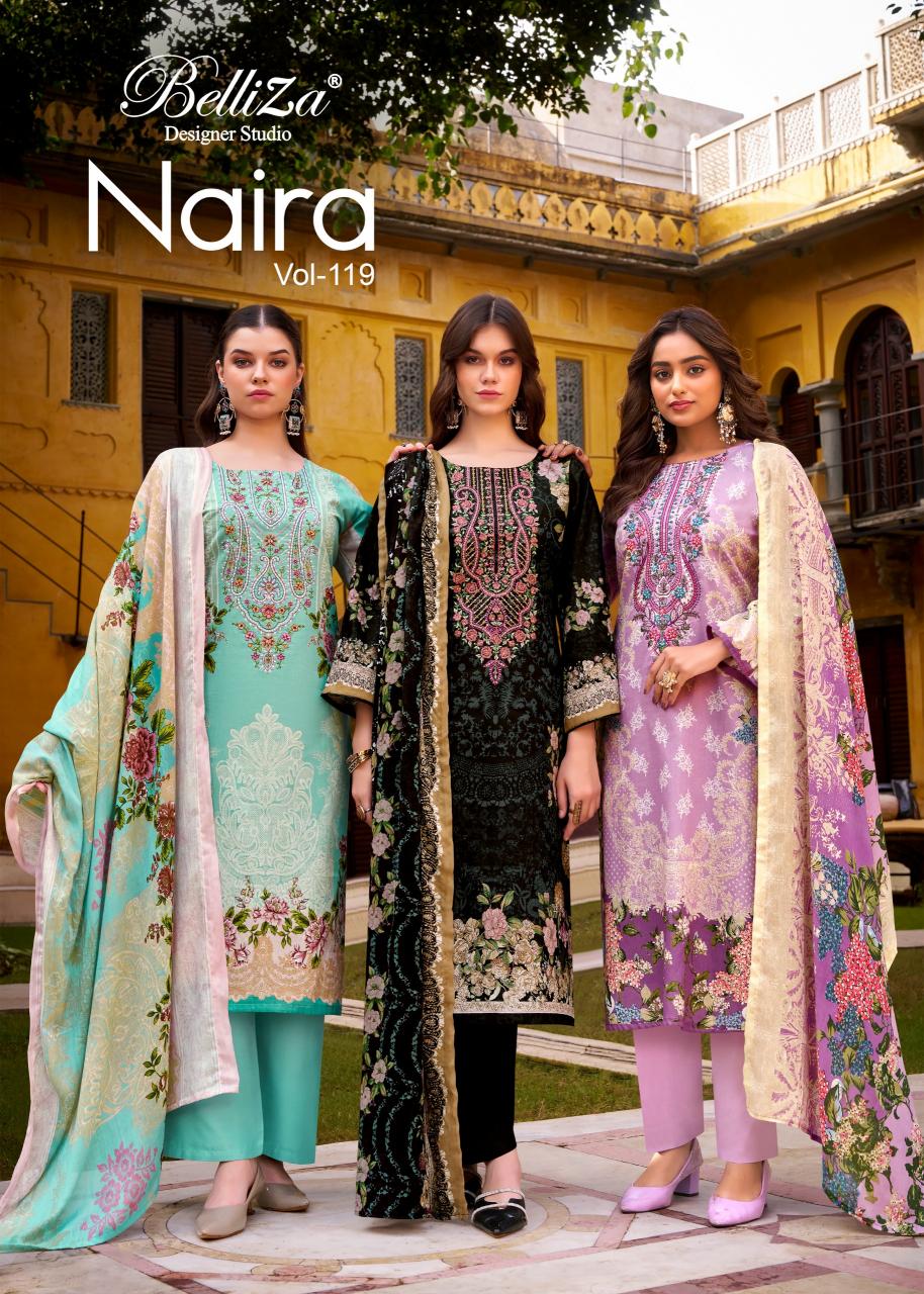 Belliza Naira Vol 119 catalog wholesale dress materials in sowcarpet