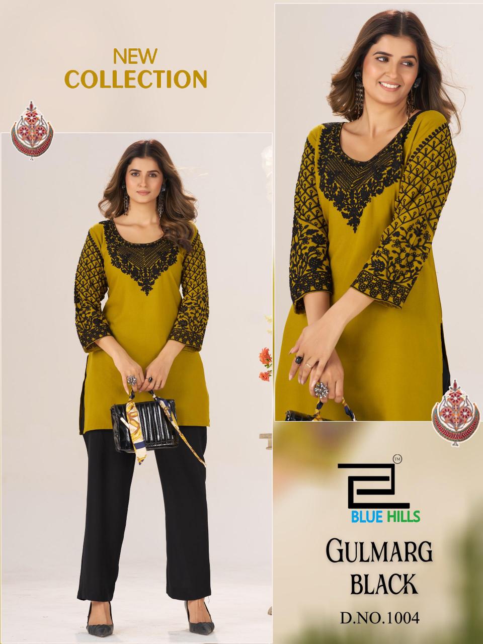 Blue Hills Gulmarg Black catalog kurti tunic wholesale 