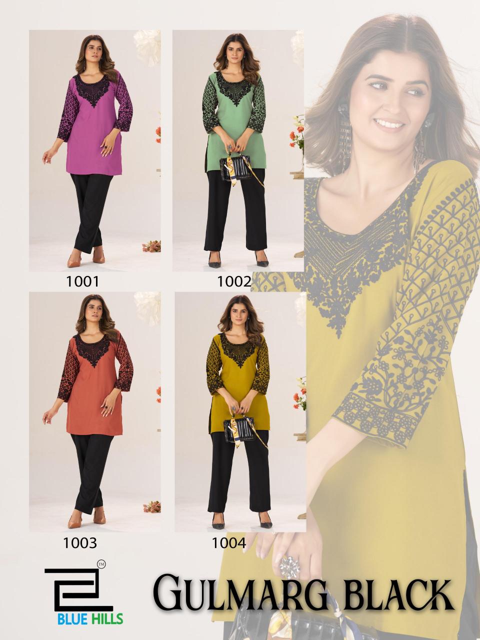 Blue Hills Gulmarg Black catalog kurti tunic wholesale 
