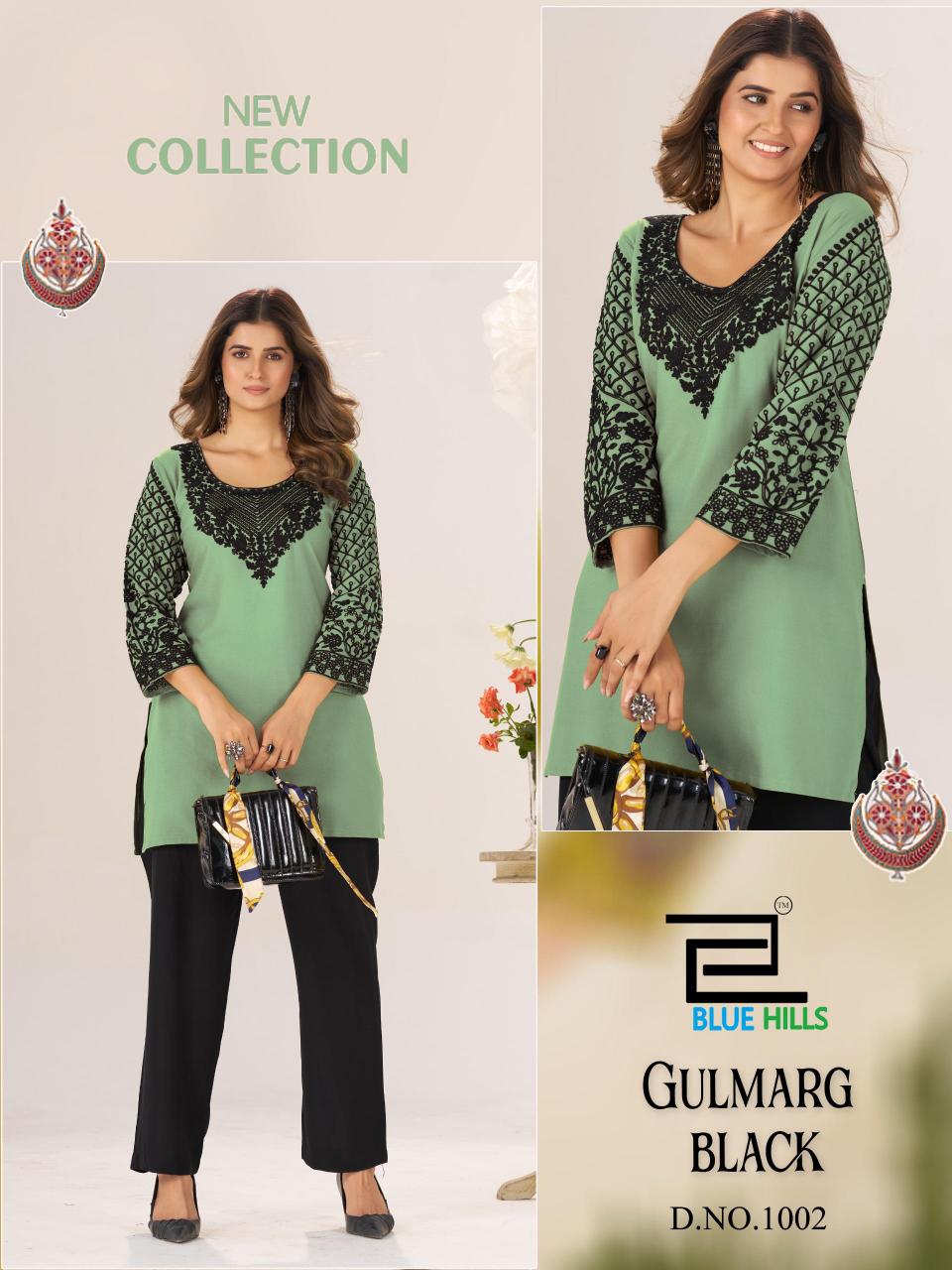 Blue Hills Gulmarg Black catalog kurti tunic wholesale 