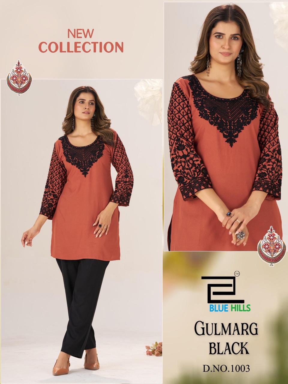 Blue Hills Gulmarg Black catalog kurti tunic wholesale 