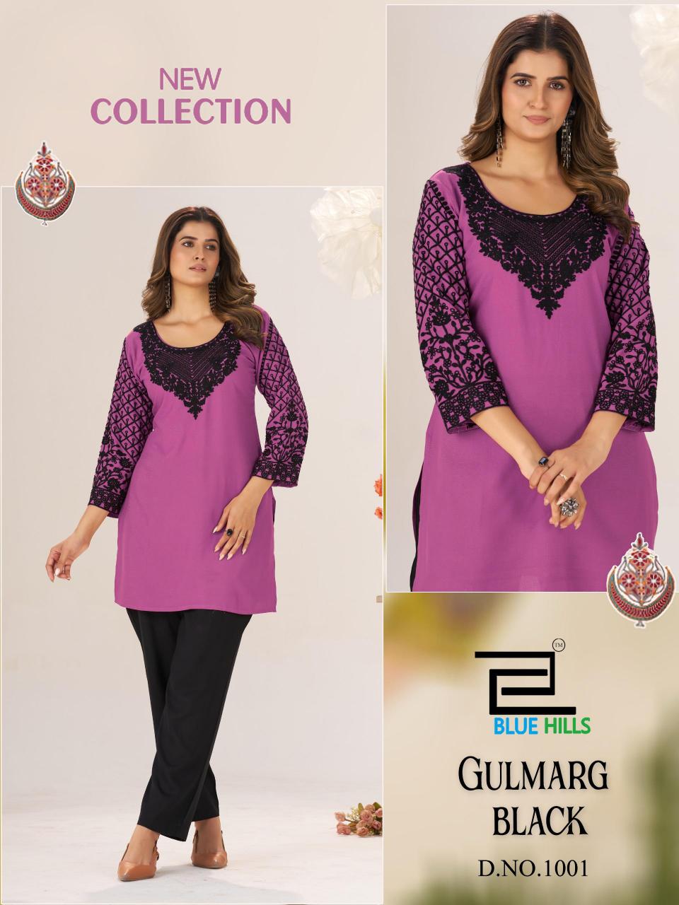 Blue Hills Gulmarg Black catalog kurti tunic wholesale 
