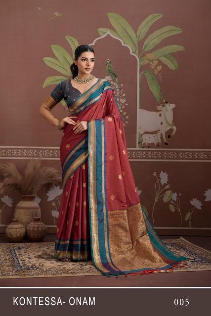 Dazira Kontessa Onam catalog saree wholesale market surat, gujarat