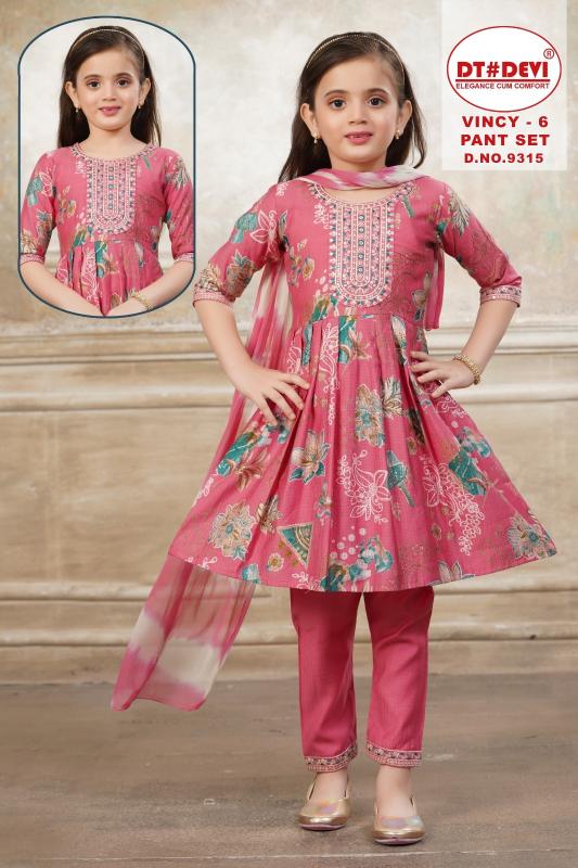 Dt Devi Vincy vol 6 9315 catalog best kids wear wholesale market in india