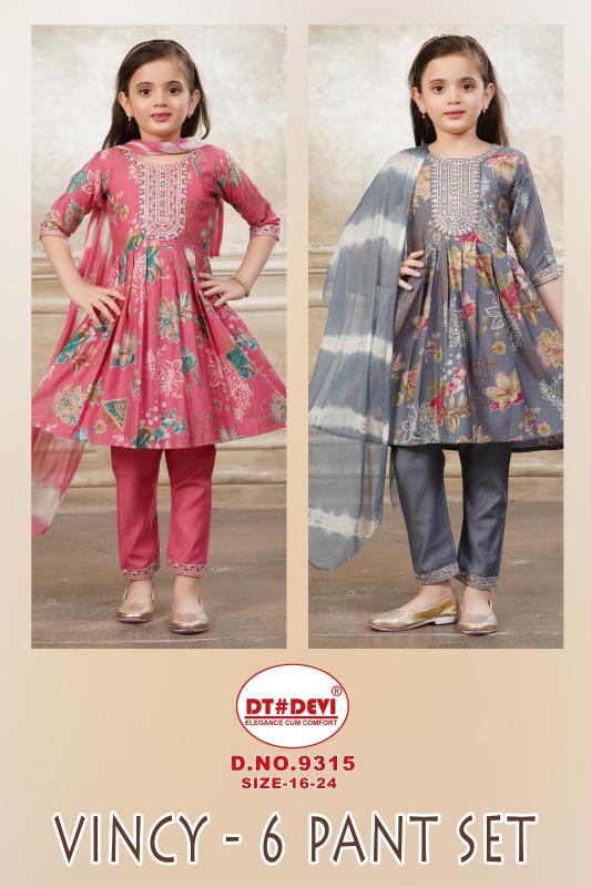 Dt Devi Vincy vol 6 9315 catalog best kids wear wholesale market in india