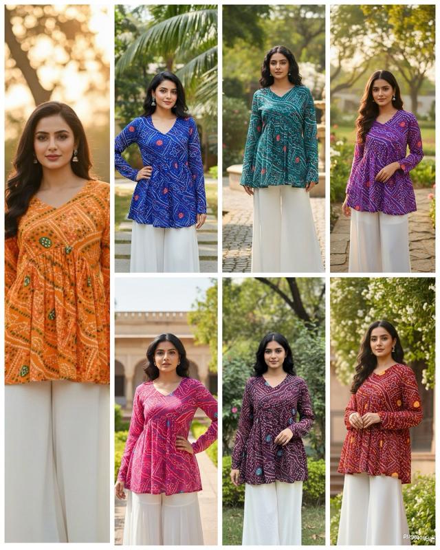 Felocity Bandhej Top catalog wholesale kurtis for women