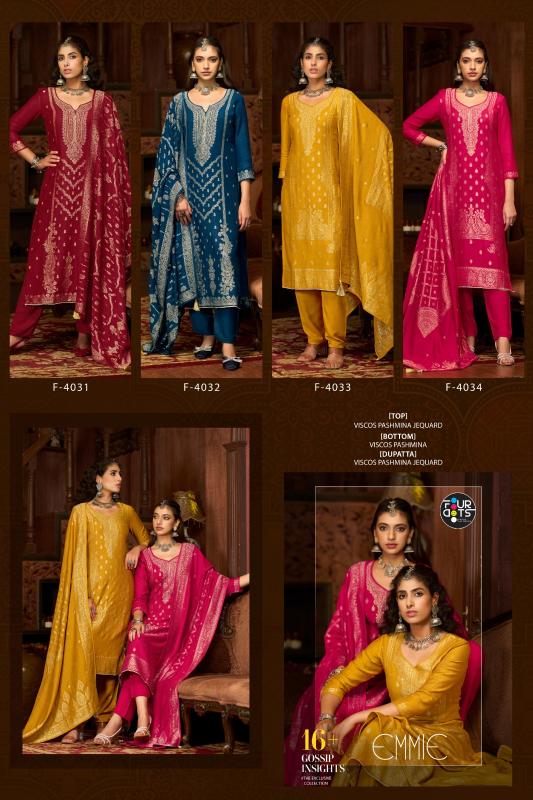 Four Dots Emmie Pashmina catalog best online wholesaler of dress materials in surat