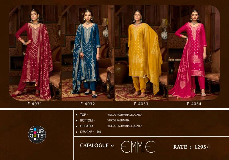 Four Dots Emmie Pashmina catalog best online wholesaler of dress materials in surat