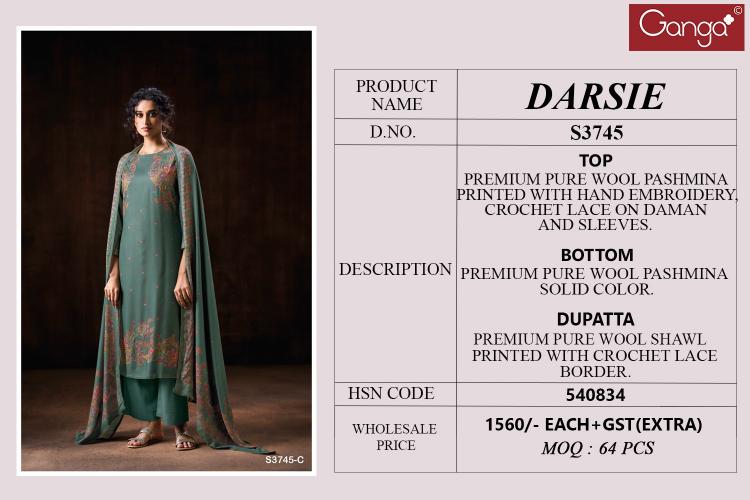 Ganga Darsie 3745 catalog south indian salwar suit