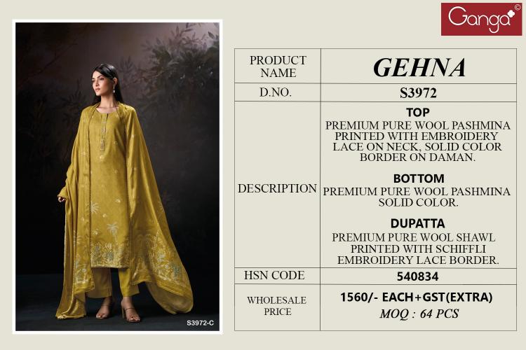 Ganga Gehna 3972 catalog salwar kameez wholesaler in surat