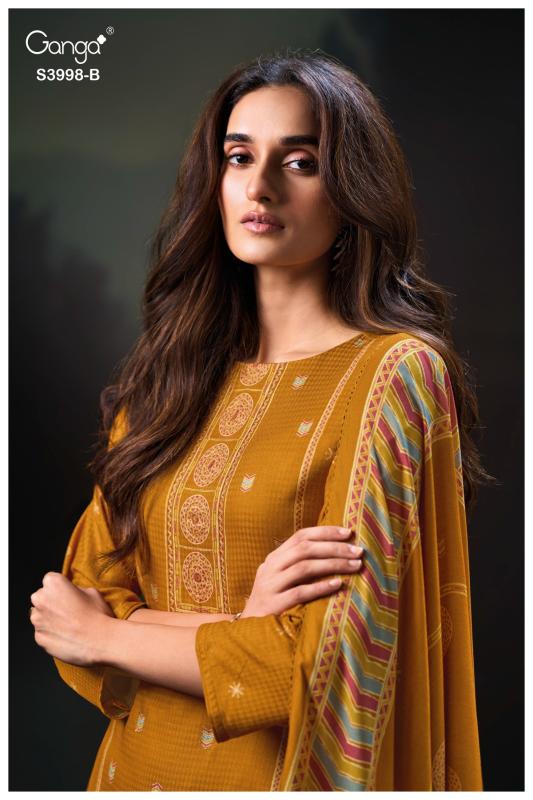 Ganga Quira 3998 catalog salwar kameez fabric wholesale