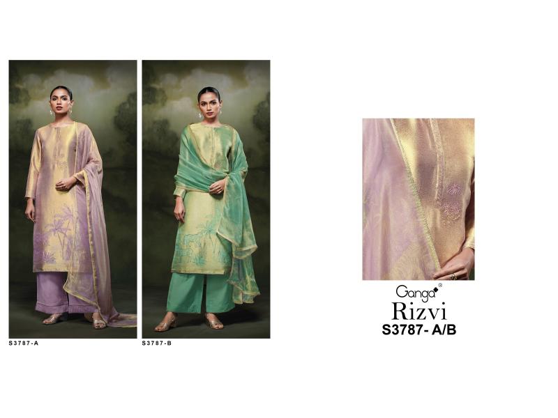 Ganga Rizvi 3787 catalog wholesale unstitched salwar kameez material