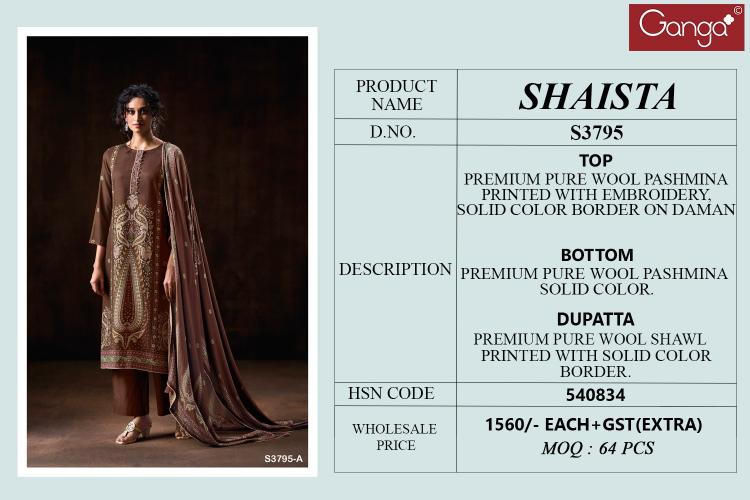 Ganga Shaista 3795 catalog wholesale salwar kameez in jaipur