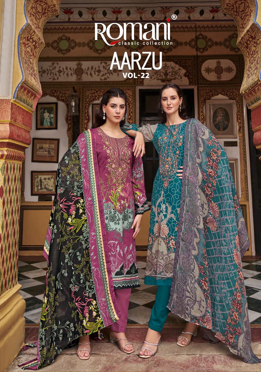 Romani Aarzu Vol 22 Catalog wholesale pure cotton dress material