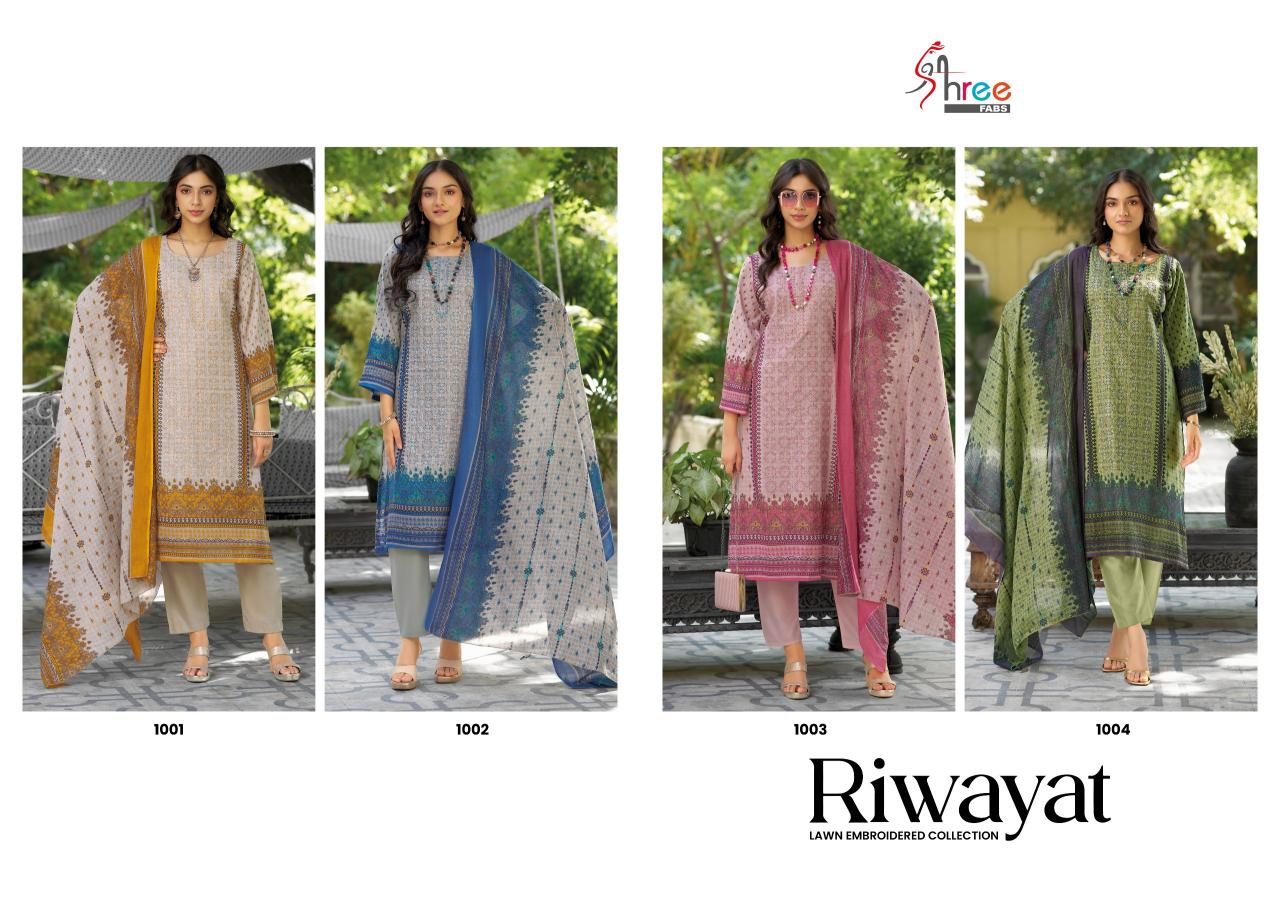 Shree Fabs Riwayat Lawn Emb Collection 2025 catalog pakistani lawn suits wholesale in bangladesh