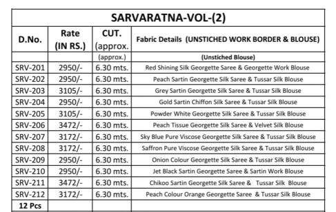 Tfh Sarvaratna catlog surat saree price