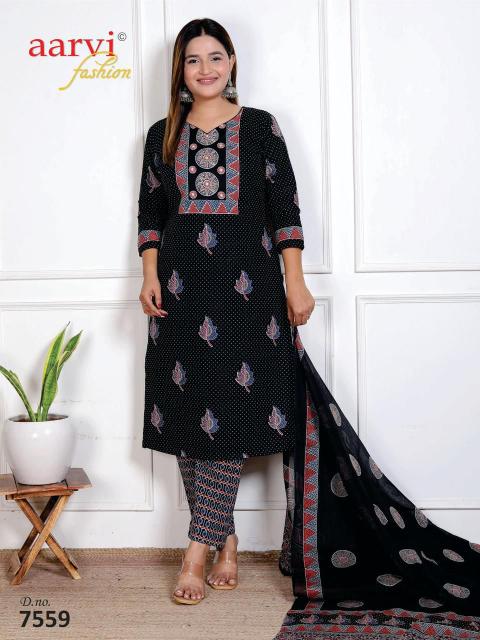 Aarvi Ajrakh Vol-4 – Kurti Pant With Dupatta - Wholesale Catalog