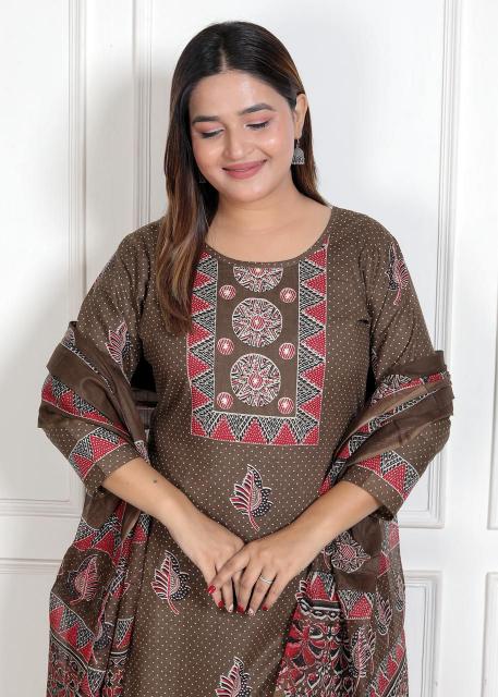 Aarvi Ajrakh Vol-4 – Kurti Pant With Dupatta - Wholesale Catalog