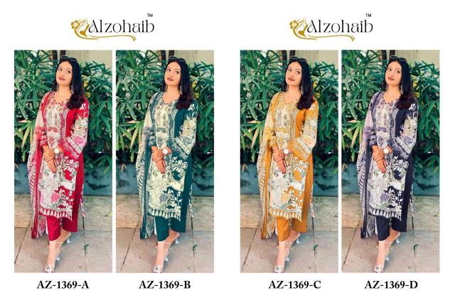 Alzohaib 1369 A To D catalog Chiffon Dupatta pakistani patiala salwar suits