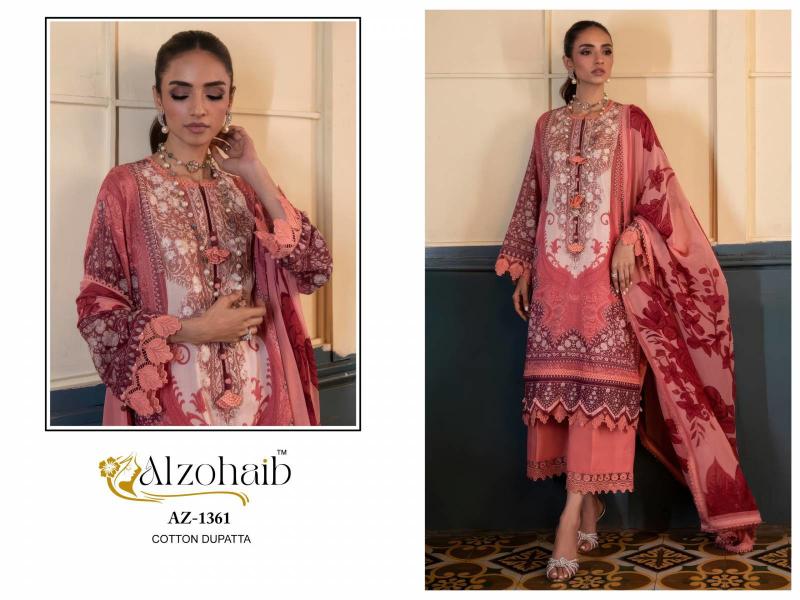 Alzohaib Az 1361 And 1362 catalog Cotton Dupatta buy wholesale pakistani suits