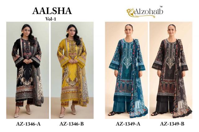 Alzohaib Az Aalsha vol 1 catalog Chiffon Dupatta pakistani suits in delhi wholesale