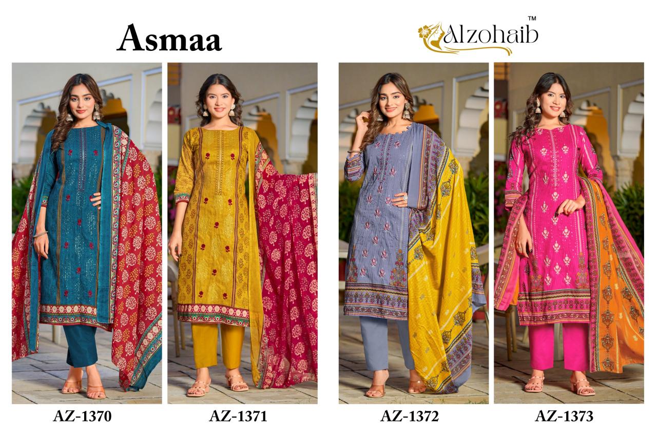 Alzohaib Az Asmaa catalog Chiffon Dupatta pakistani suits in kolkata