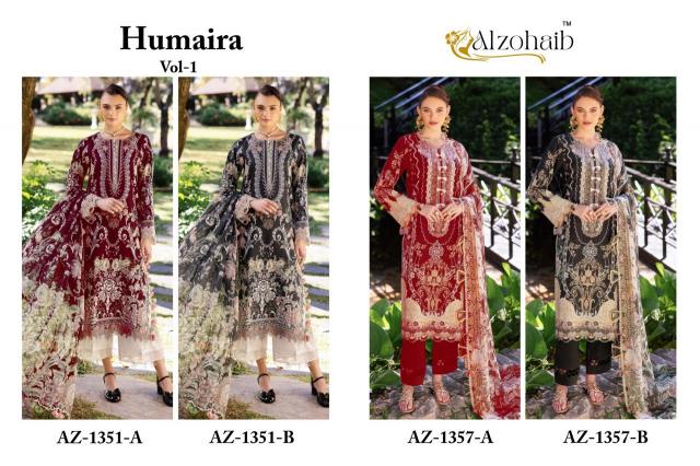 Alzohaib Az Humaira catalog Chiffon Dupatta pakistani suits designs during function