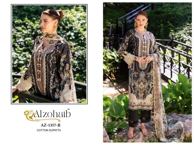 Alzohaib Az Humaira catalog Cotton Dupatta pakistani suits designs images 2025