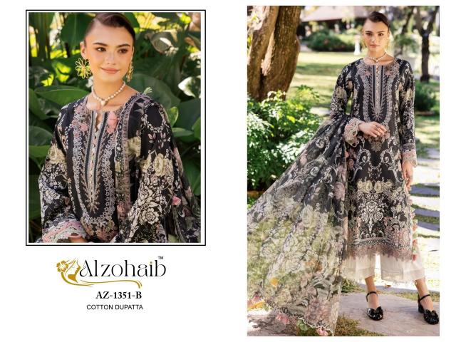 Alzohaib Az Humaira catalog Cotton Dupatta pakistani suits designs images 2025