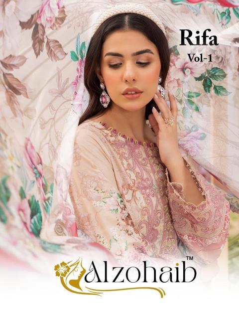 Alzohaib Az Rifa vol 1 catalog Chiffon Dupatta pakistani suit wholesaler in delhi