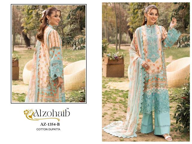 Alzohaib Az Rifa vol 1 catalog Cotton Dupatta pakistani suit wholesaler in delhi