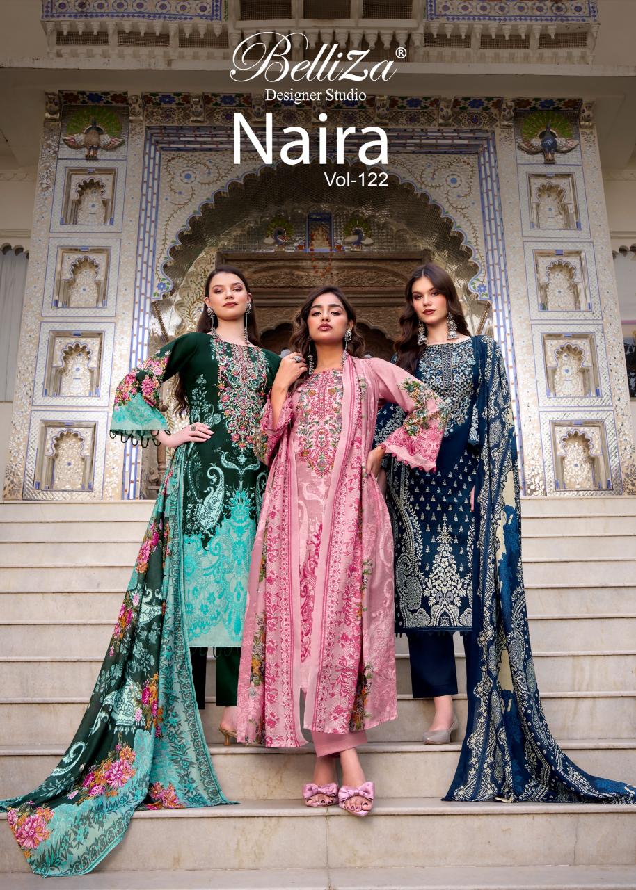 Belliza Naira Vol 122 catalog dress materials wholesale shop in mangalagiriu