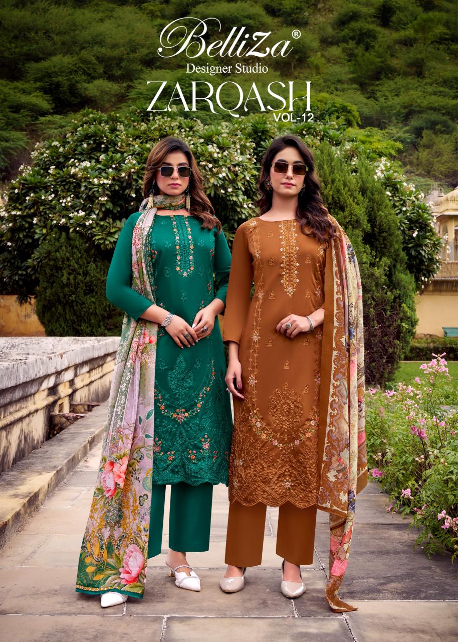 Belliza Zarqash Vol 12 catalog wholesale dress materials online shopping cash on delivery