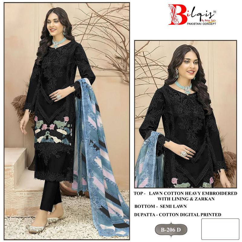 Bilqis B 206 A TO D catalog pakistani simple suit trouser