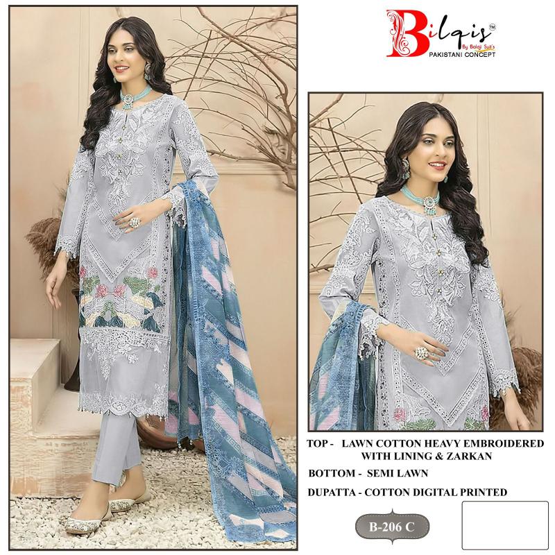 Bilqis B 206 A TO D catalog pakistani simple suit trouser