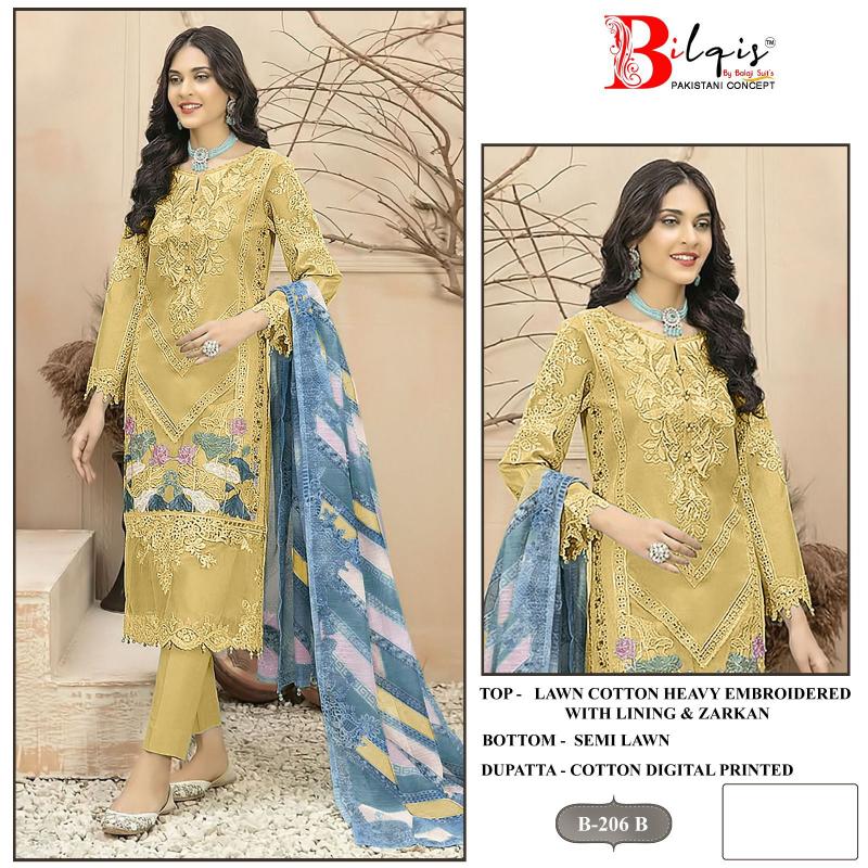Bilqis B 206 A TO D catalog pakistani simple suit trouser