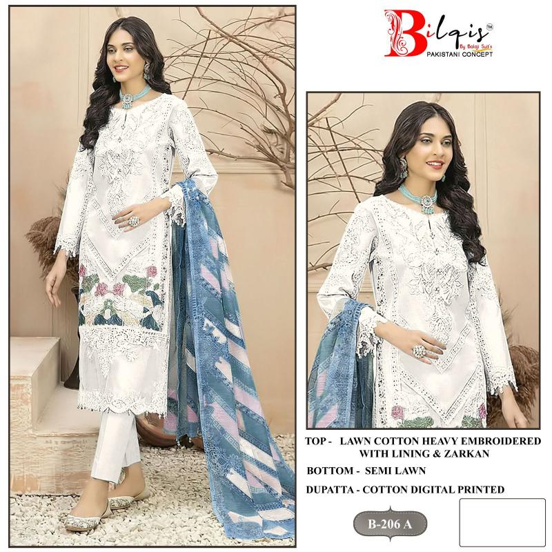 Bilqis B 206 A TO D catalog pakistani simple suit trouser