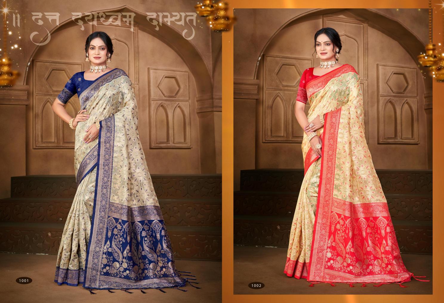 Bunawat - Charulata Sangam Prints COTTON SILK WITH MEENAKARI Woven Work Traditional Saree