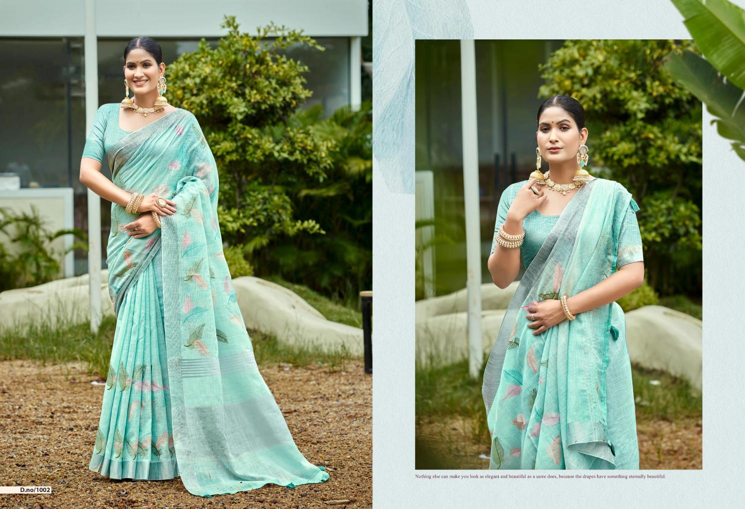 Bunawat - Classical Sangam Prints Linen Woven Work Traditional Saree