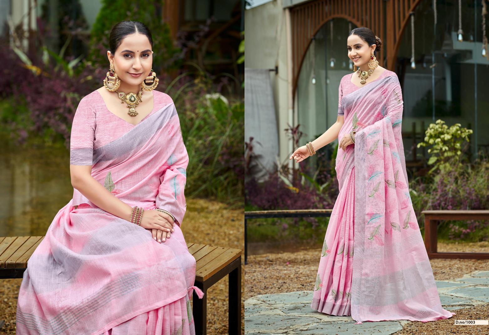 Bunawat - Classical Sangam Prints Linen Woven Work Traditional Saree