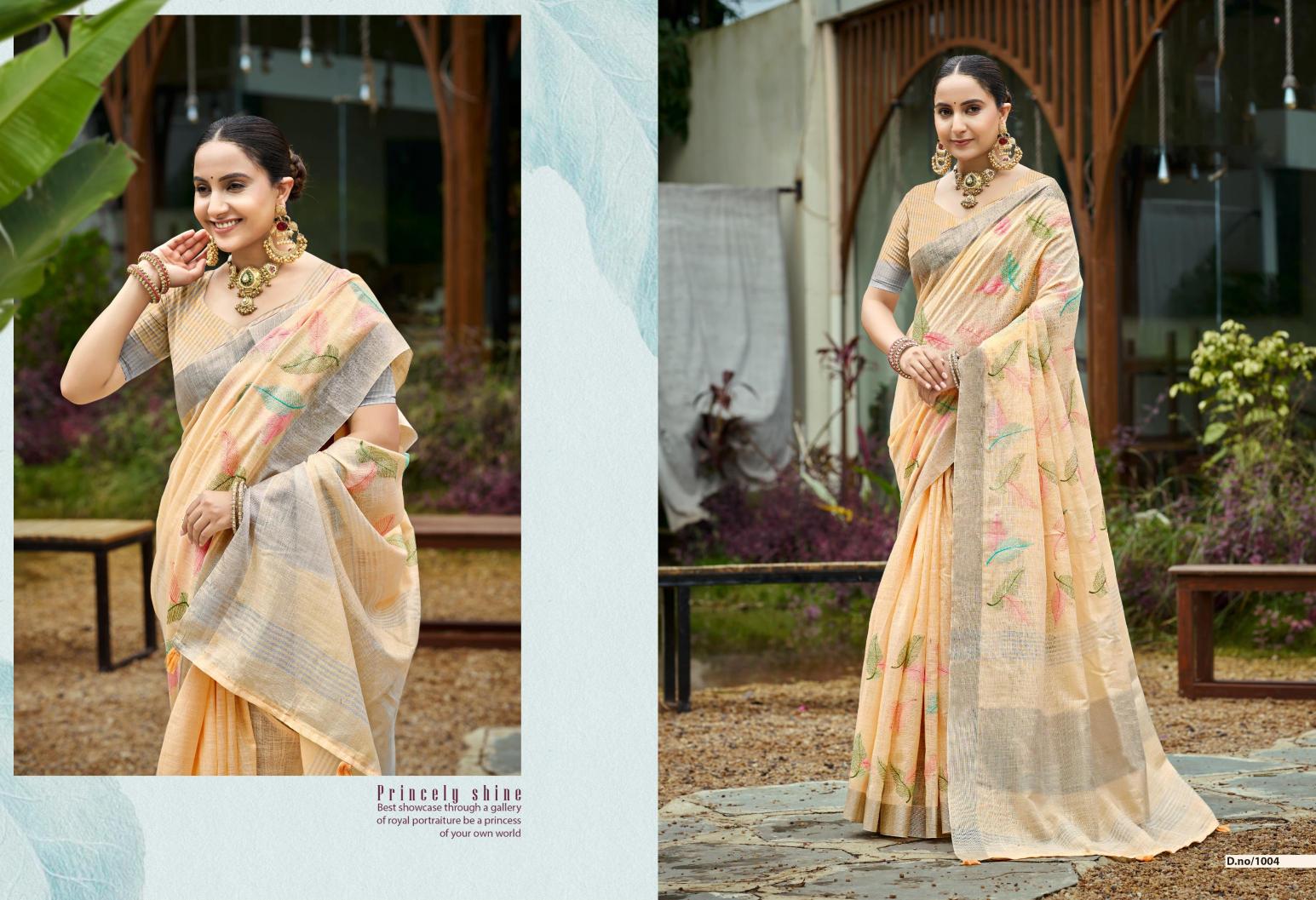 Bunawat - Classical Sangam Prints Linen Woven Work Traditional Saree