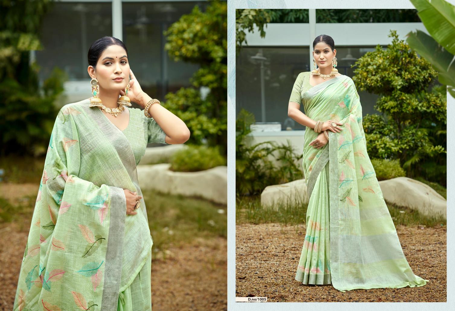 Bunawat - Classical Sangam Prints Linen Woven Work Traditional Saree