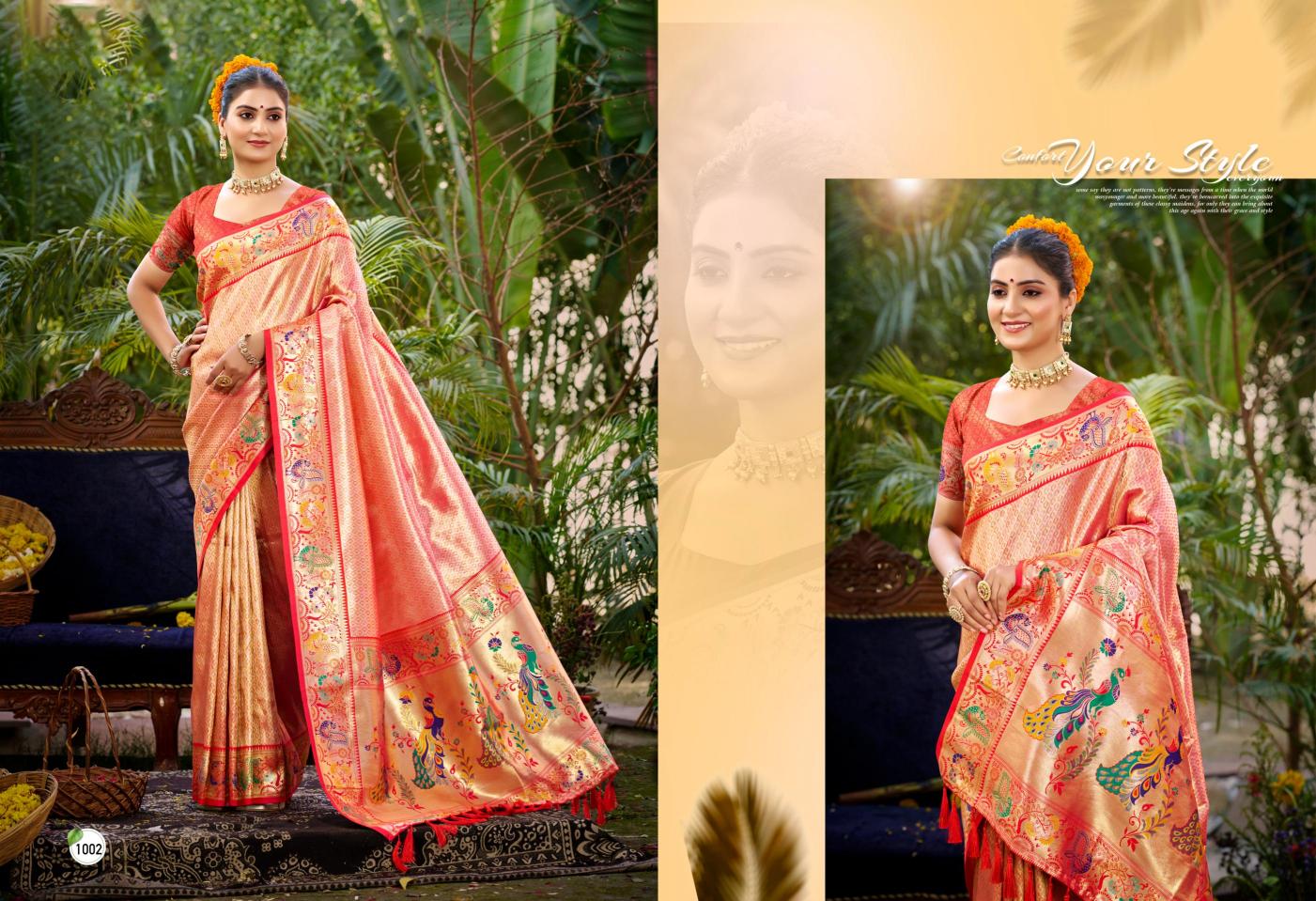 Bunawat - Kanchan Silk Sangam Prints SILK Woven Work Traditional Saree
