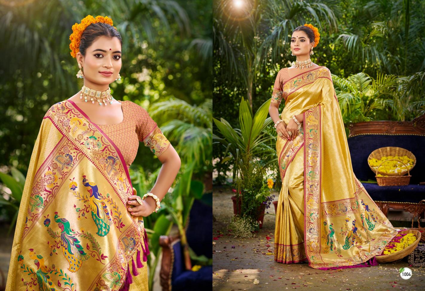 Bunawat - Kanchan Silk Sangam Prints SILK Woven Work Traditional Saree