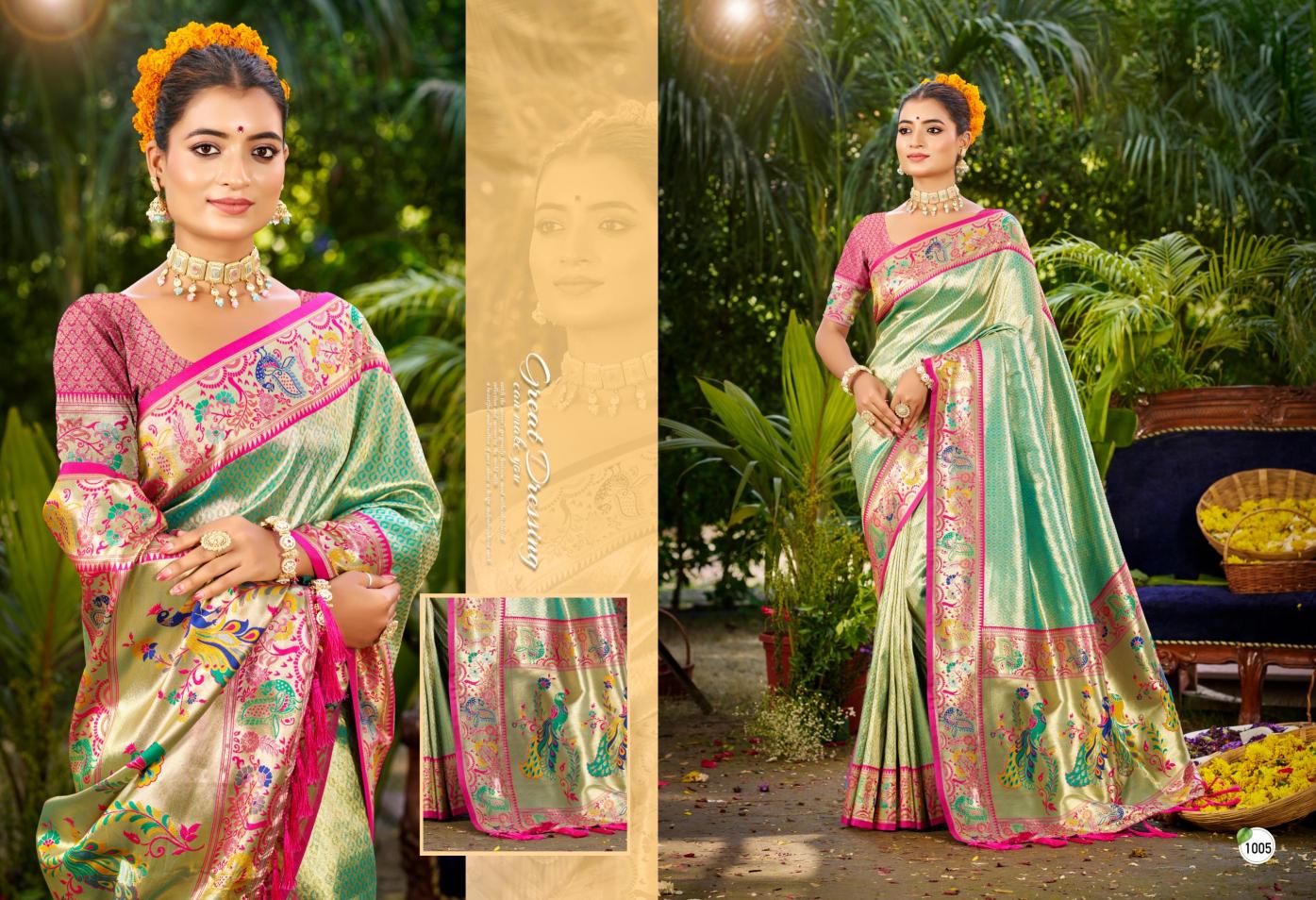 Bunawat - Kanchan Silk Sangam Prints SILK Woven Work Traditional Saree