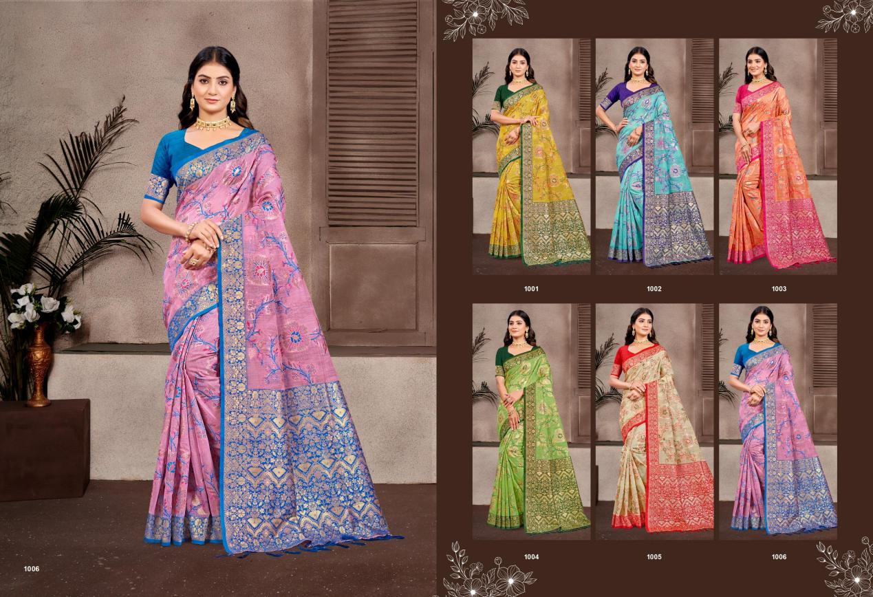 Bunawat - Little Champ Sangam Prints COTTAN SILK WITH MEENA Woven Work Traditional Saree