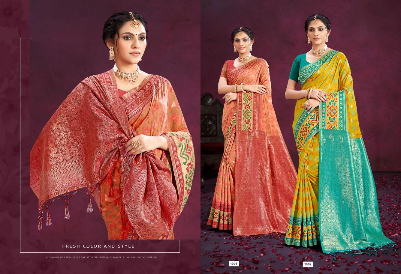 Bunawat - Palki Sangam Prints COTTON SILK WITH MEENA Woven Work Traditional Saree